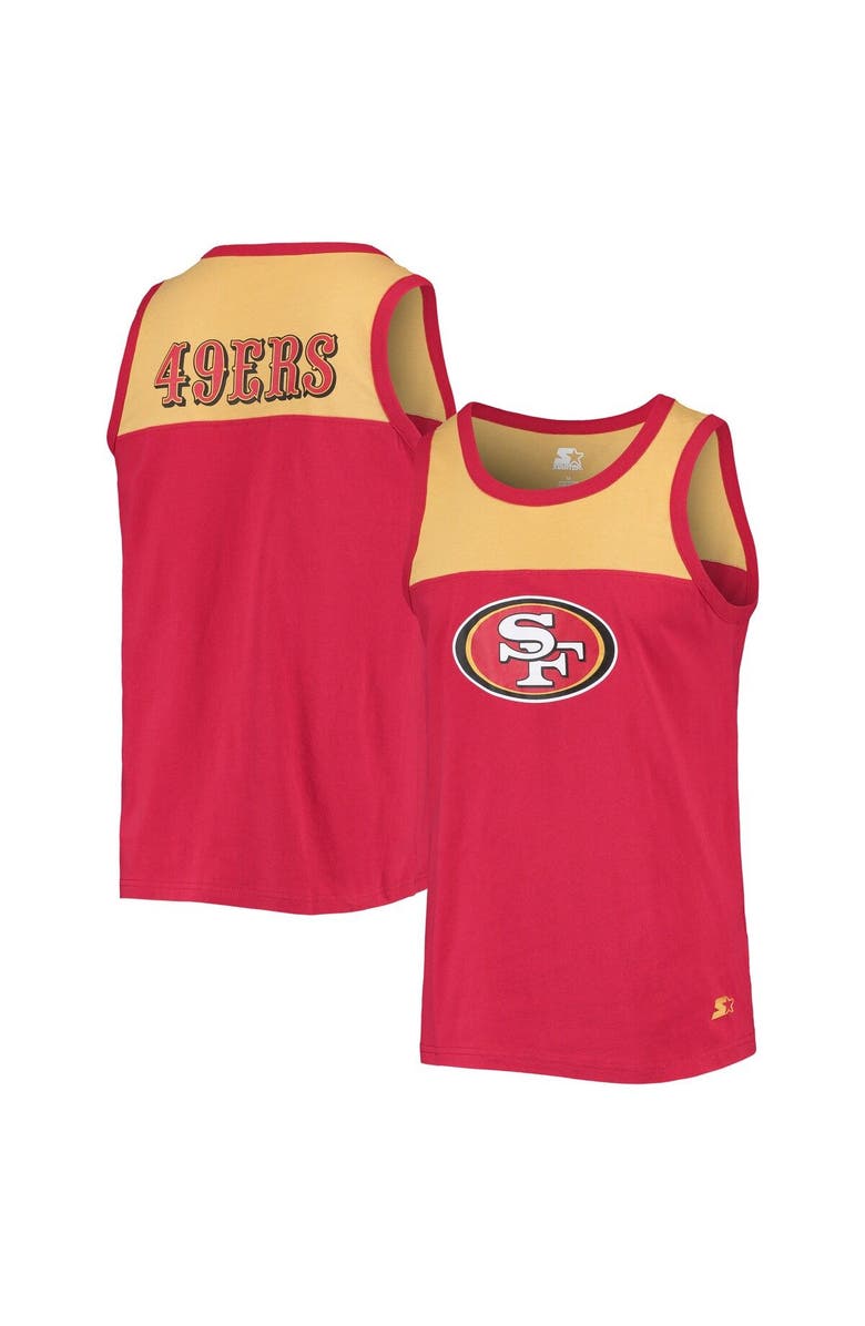 STARTER Men's Starter Scarlet/Gold San Francisco 49ers Team Touchdown Fashion Tank Top, Alternate, color,