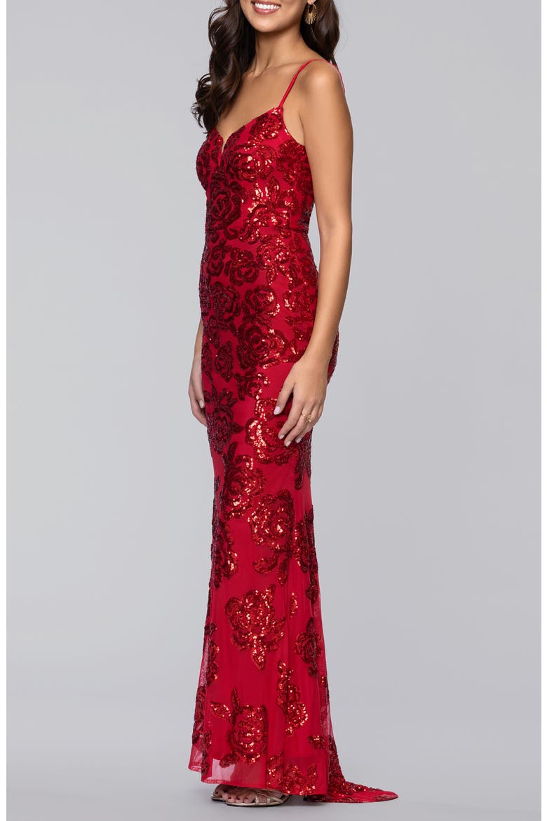 Sequin Rose Gown, Alternate, color, RED