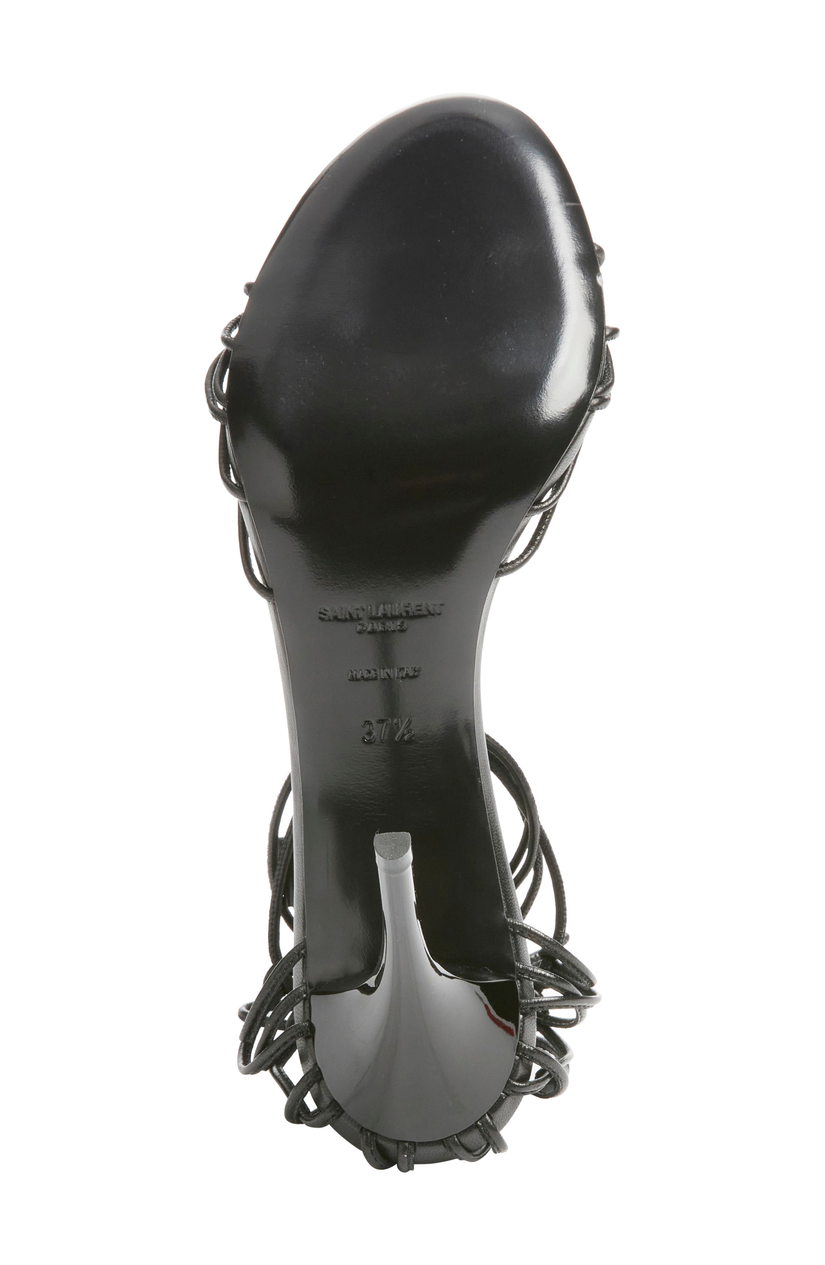 Saint Laurent Babylone Ankle Tie Sandal, Alternate, color, Noir