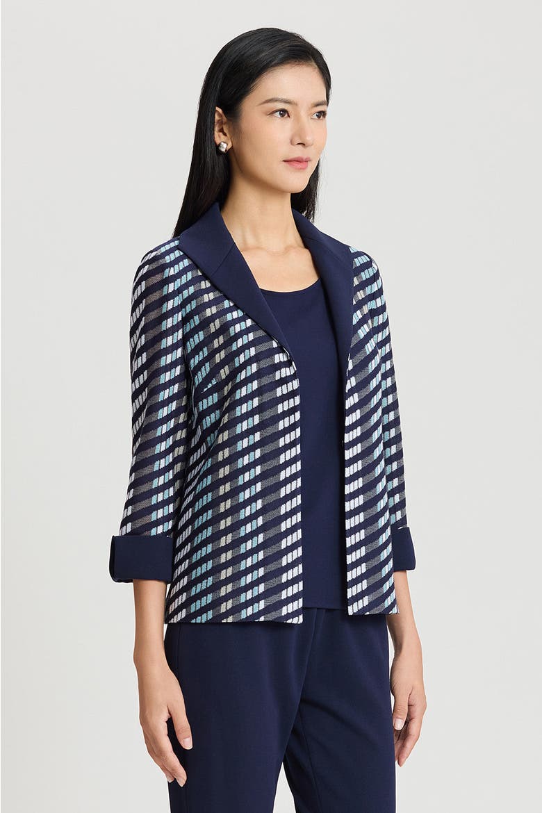 Heritage Mixed-Media Wing Collar Jacket, Alternate, color, Indigo/Limestone/Serene/White