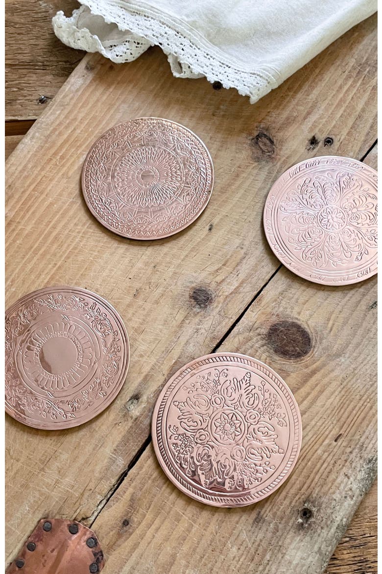 Vintage Inspired Copper Coasters Set, Alternate, color, Copper