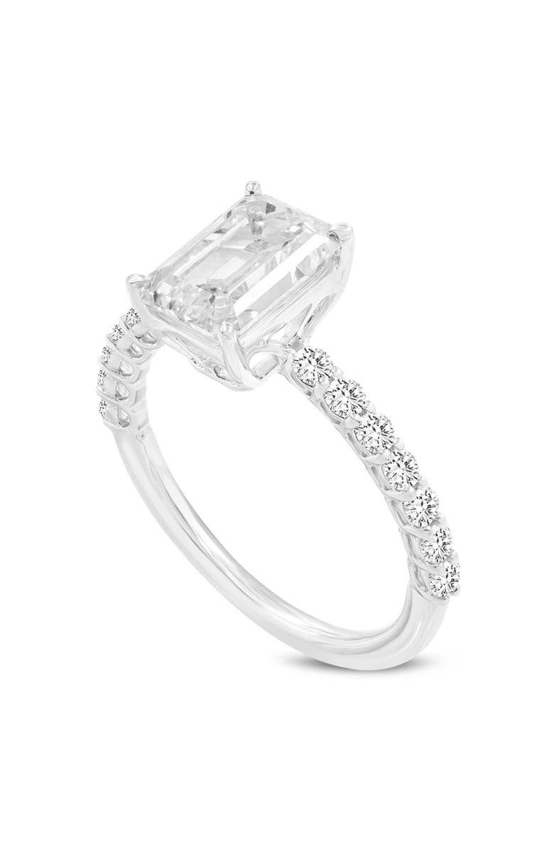 LuvMyJewelry Calista 14K White Gold Emerald Cut Lab Grown Diamond Engagement Ring - 2.55 ctw, Main, color, 14K White Gold