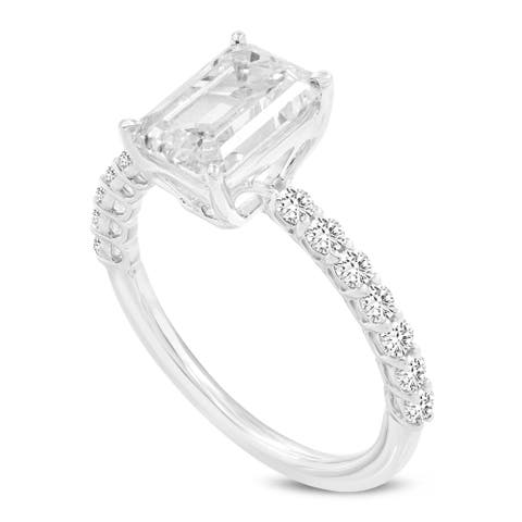 Calista 14K White Gold Emerald Cut Lab Grown Diamond Engagement Ring - 2.55 ctw