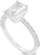 LuvMyJewelry Calista 14K White Gold Emerald Cut Lab Grown Diamond Engagement Ring - 2.55 ctw