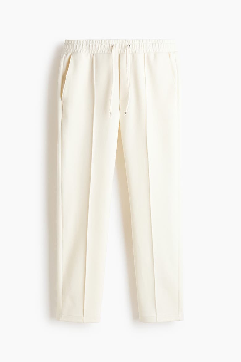 Regular-fit Interlock Crease-front Joggers, Alternate, color, Cream