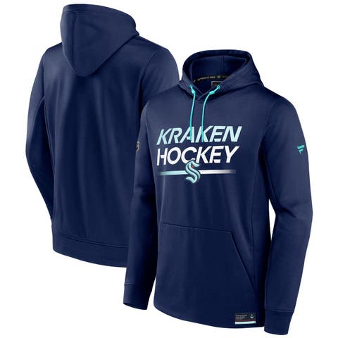Men's Fanatics Deep Sea Blue Seattle Kraken Authentic Pro Fleece Pullover Hoodie