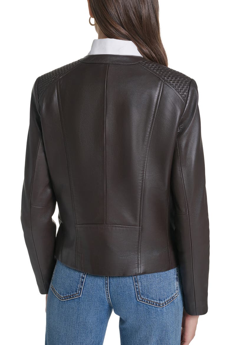 Woven Detail Leather Jacket, Alternate, color, DARK ESPRESSO