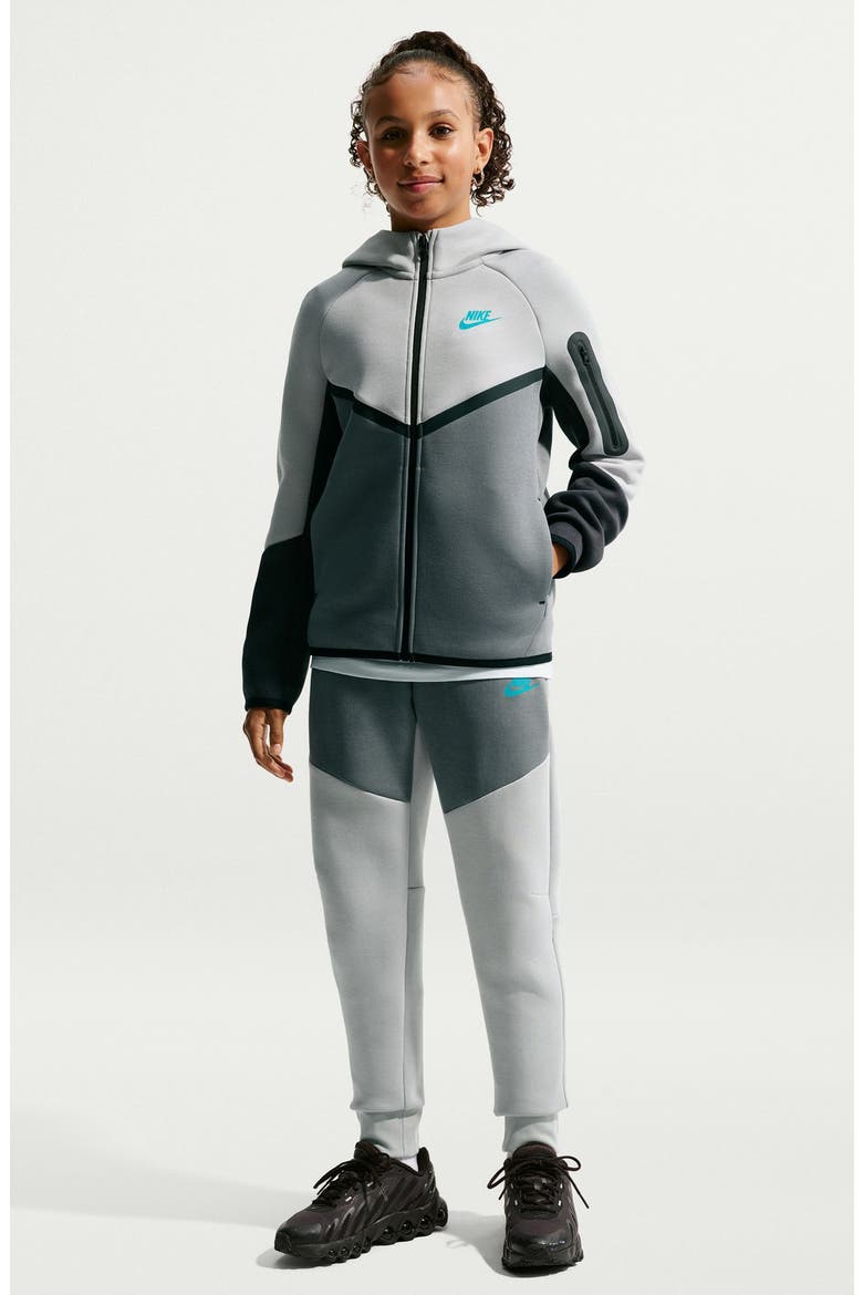 Kids' Sportswear Tech Fleece Full Zip Jacket, Main, color, LIGHT SMOKE GREY/ BLACK