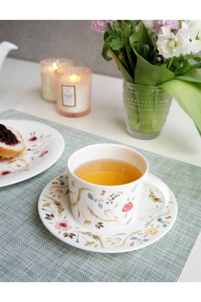 Scandinavian Floral Cup and Saucer, Alternate, color, Multi