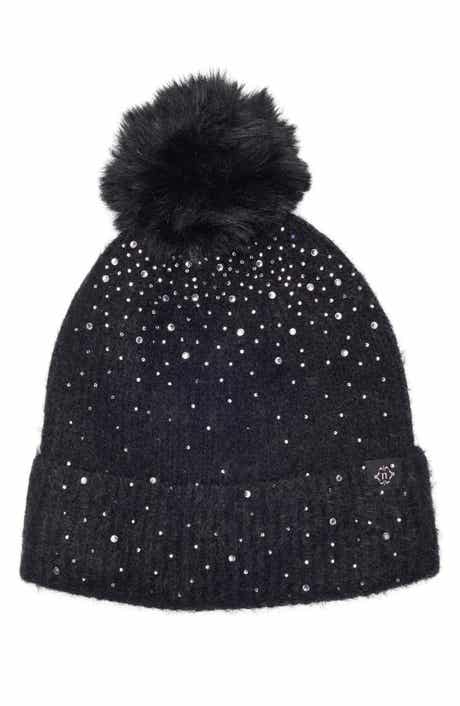 Studded Rib Pom Beanie