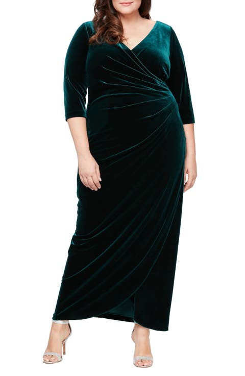 Surplice Neck Velvet Dress