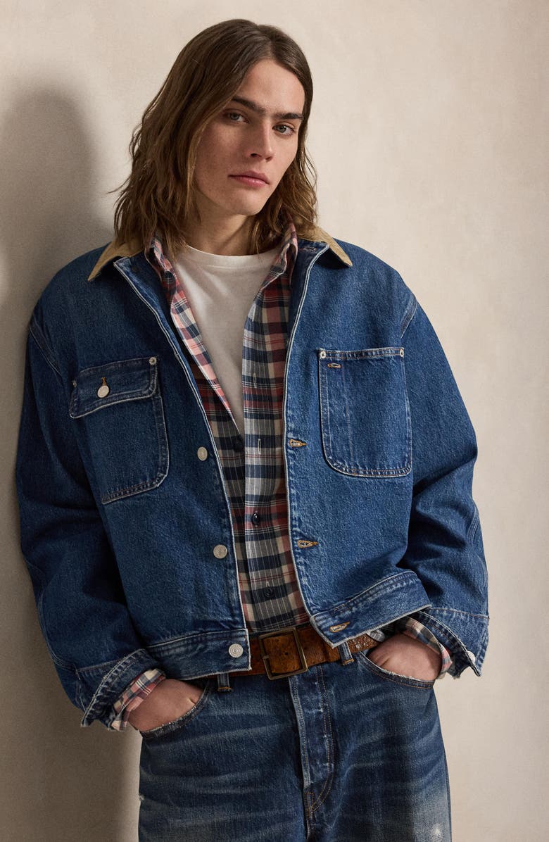 Polo Ralph Lauren Corduroy Collar Denim Trucker Jacket, Alternate, color, Outpost