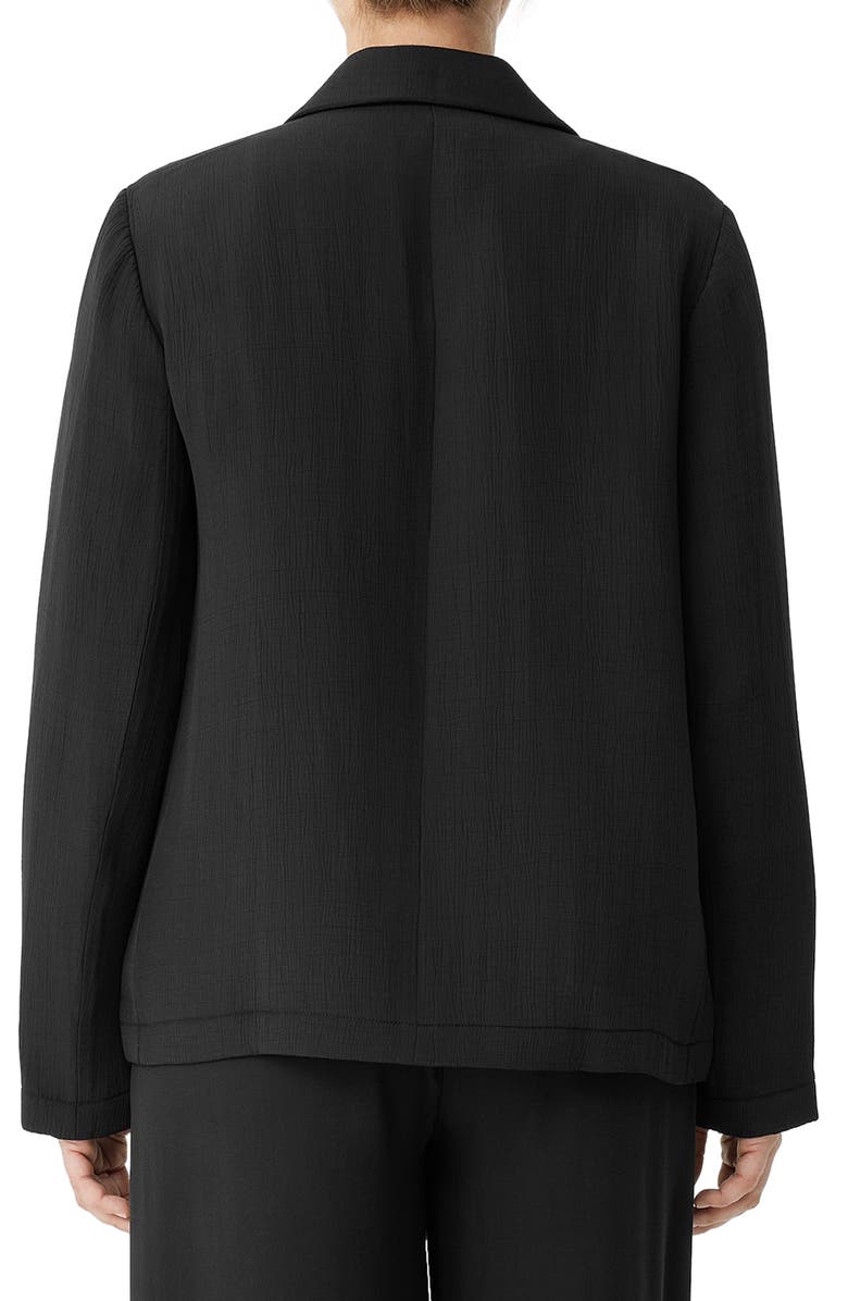 Eileen Fisher Textured Notch Lapel Blazer, Alternate, color, Black