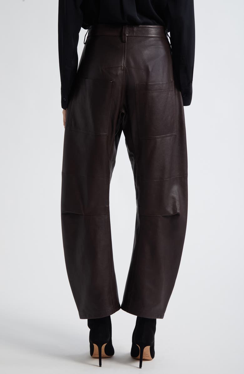 Nili Lotan Shon Barrel Leg Leather Pants, Alternate, color, Dark Brown