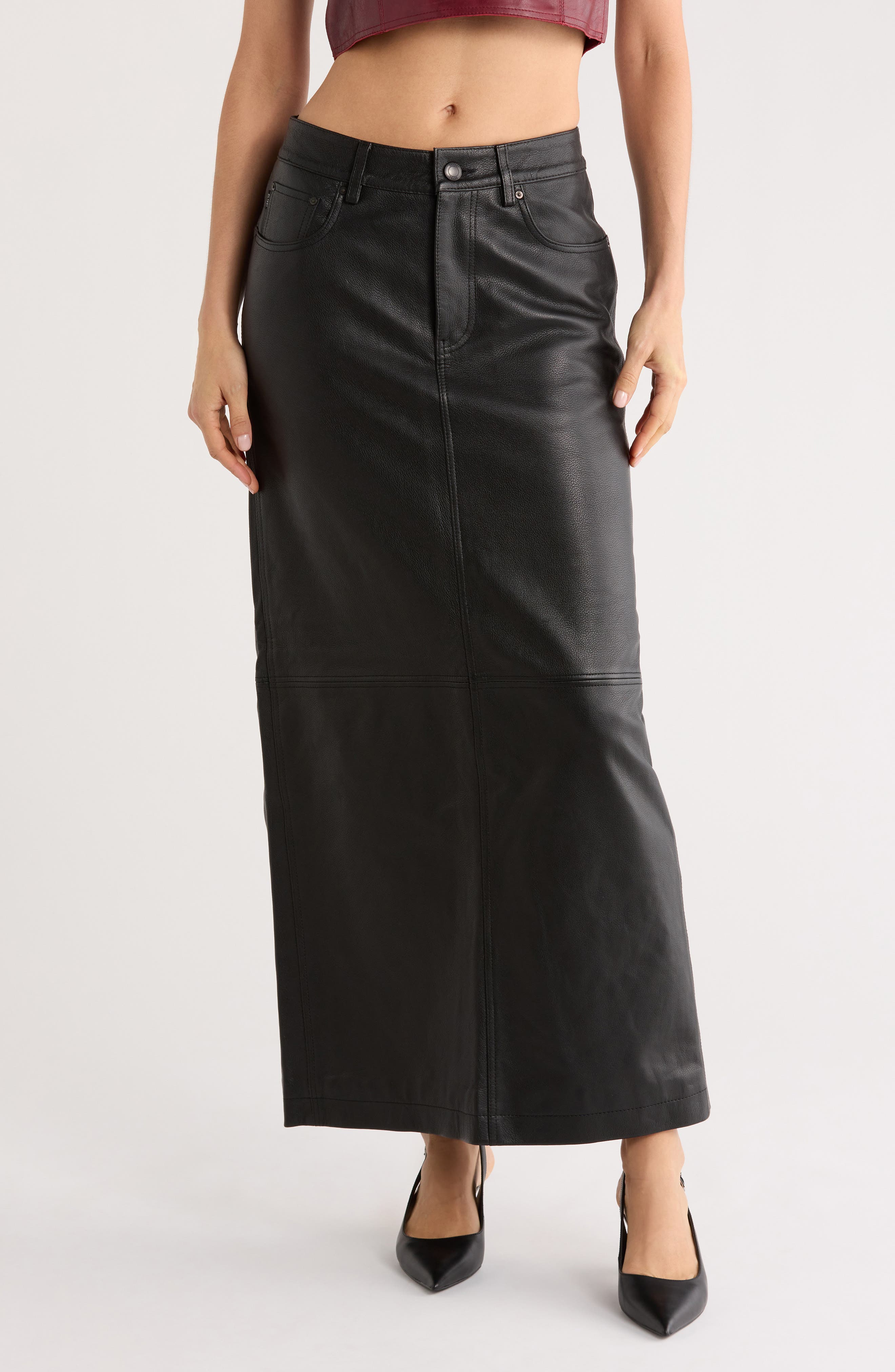 DL1961 Lexie Leather Maxi Skirt