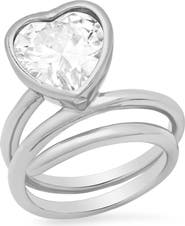 STEELTIME 18K Gold Plated Crystal Heart Coiled Band Ring