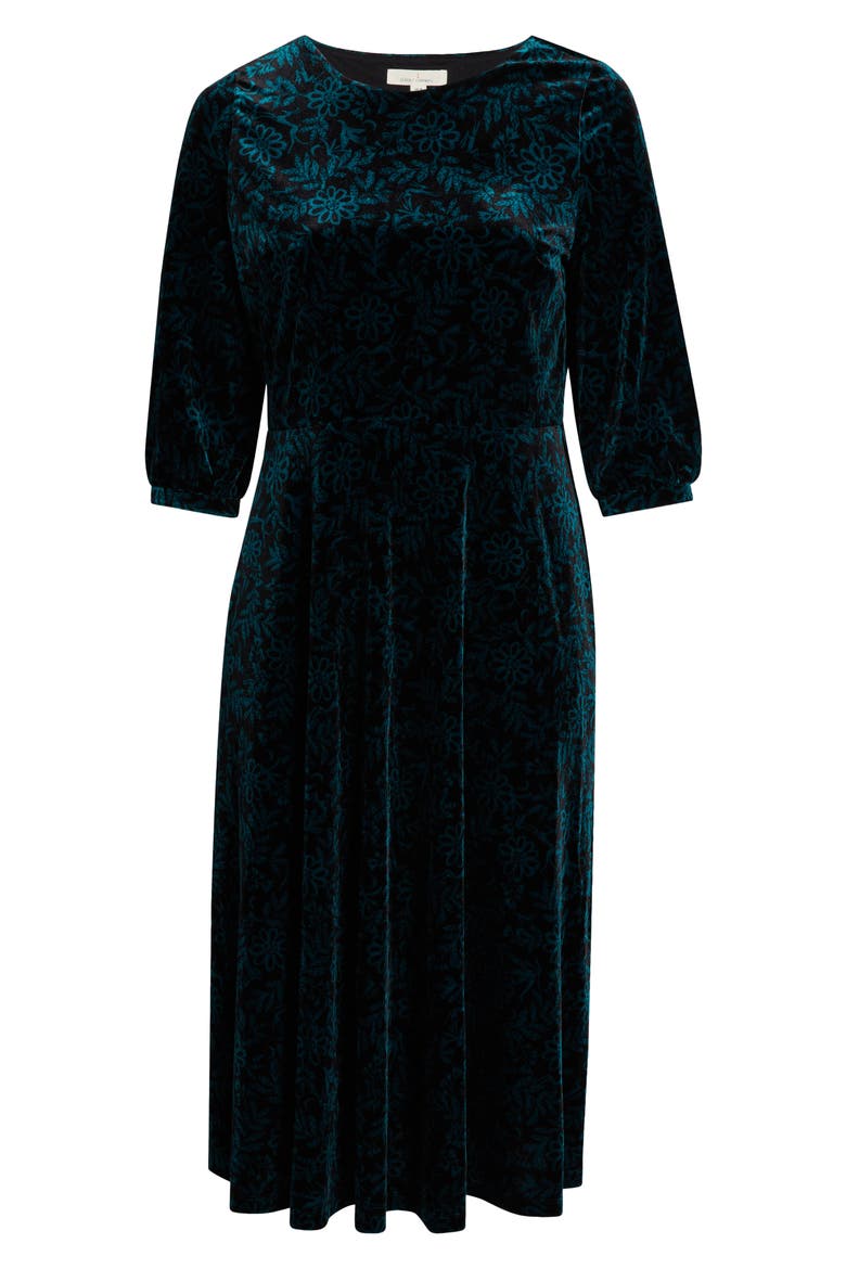 Oak Cottage Velvet Midi Dress, Alternate, color, EVENING WOODLAND STUDIO GREEN