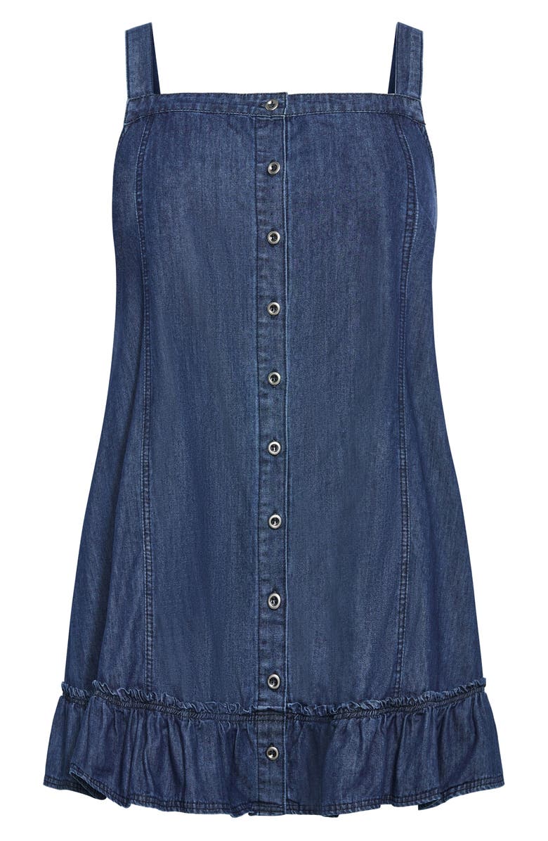 City Chic Island Denim Button Front Dress, Alternate, color, Mid Denim