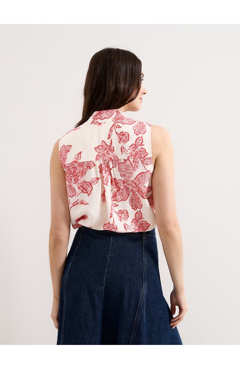 Phase Eight Junie Tie Neck Sleeveless Blouse, Alternate, color, Red