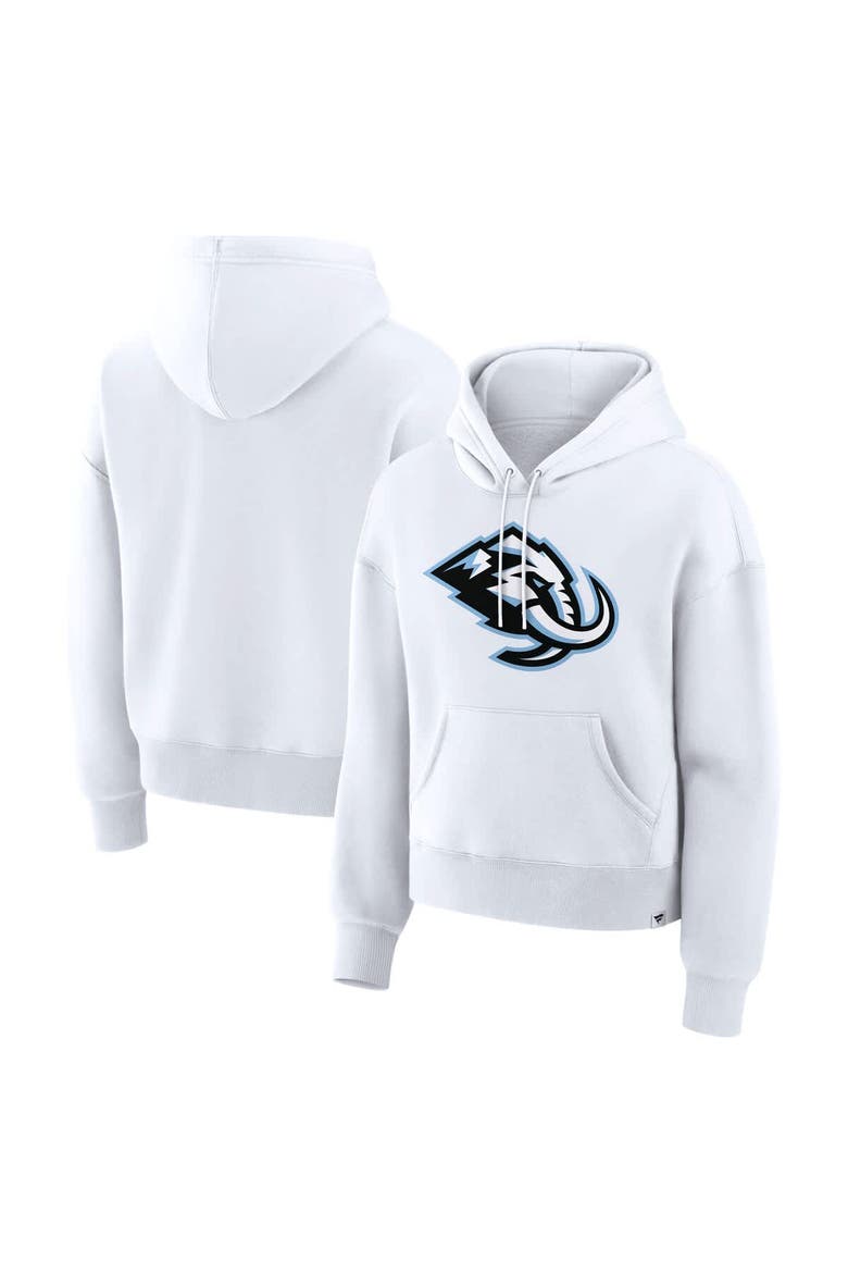 Women's Fanatics  White Utah Mammoth Primary Logo Legacy Fleece Pullover Hoodie, Main, color, White