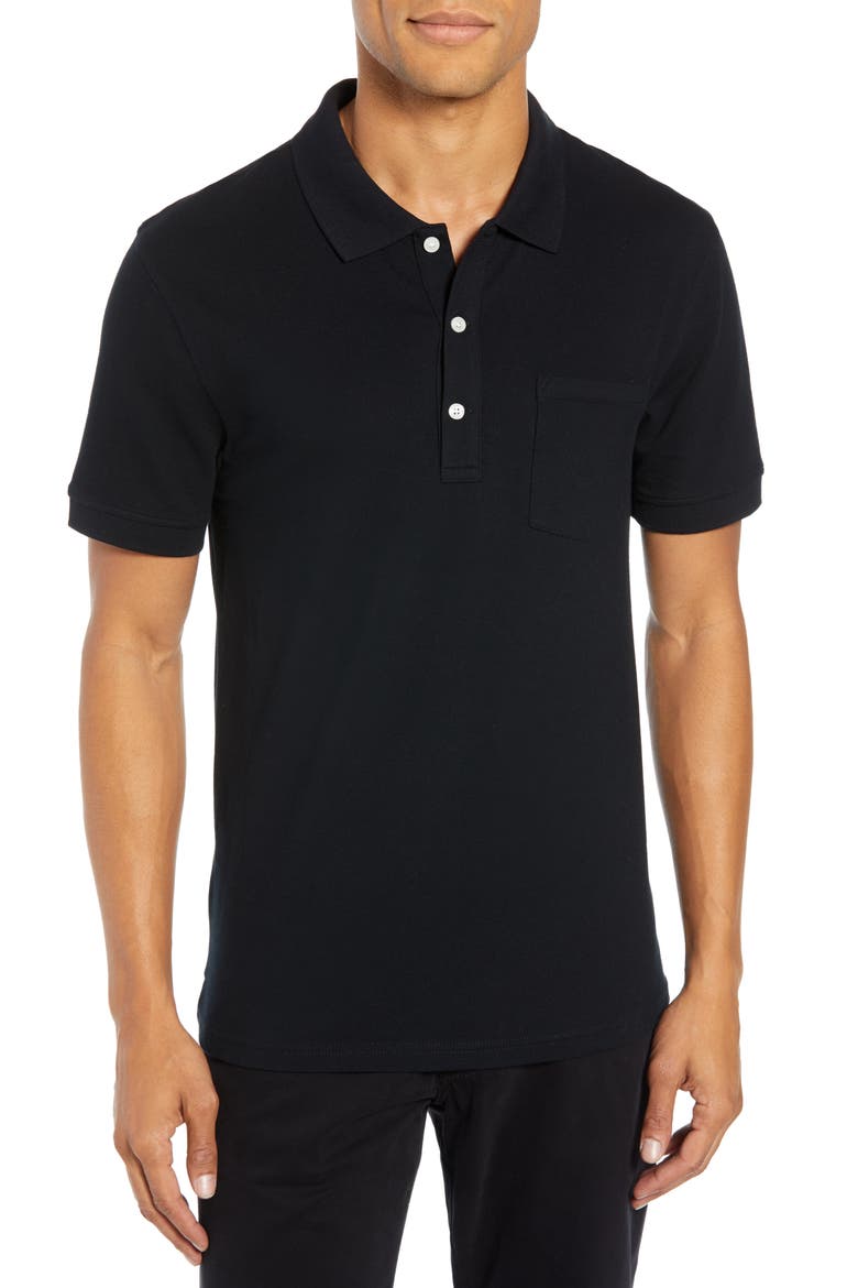 Stretch Cotton Polo Shirt, Main, color, BLACK