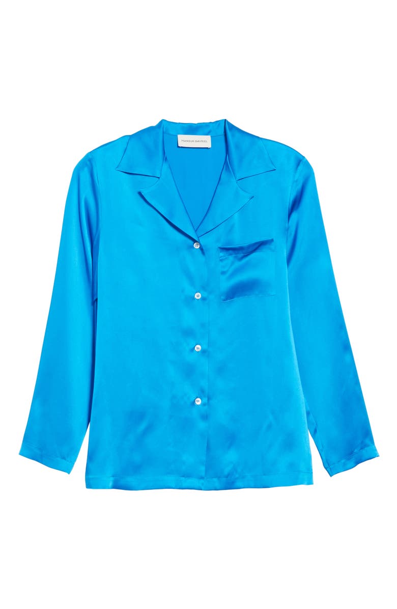 Mansur Gavriel Silk Charmeuse Pajama Shirt, Alternate, color, 