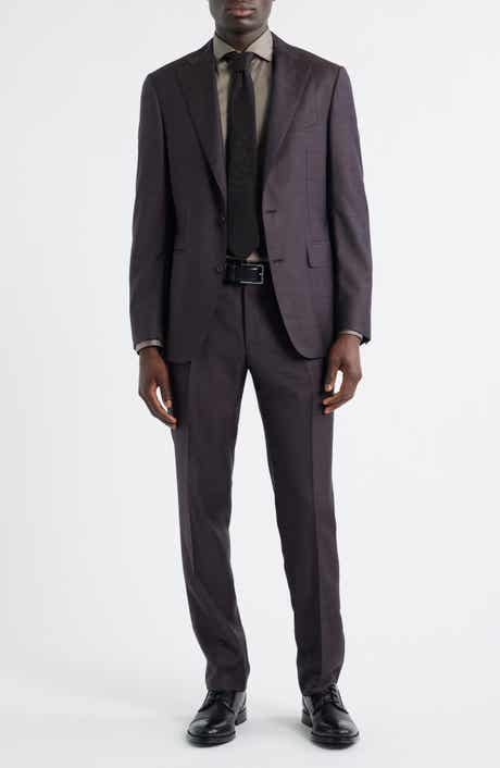 Canali Capri Trim Fit Dark Brown Mélange Super 130s Wool Suit