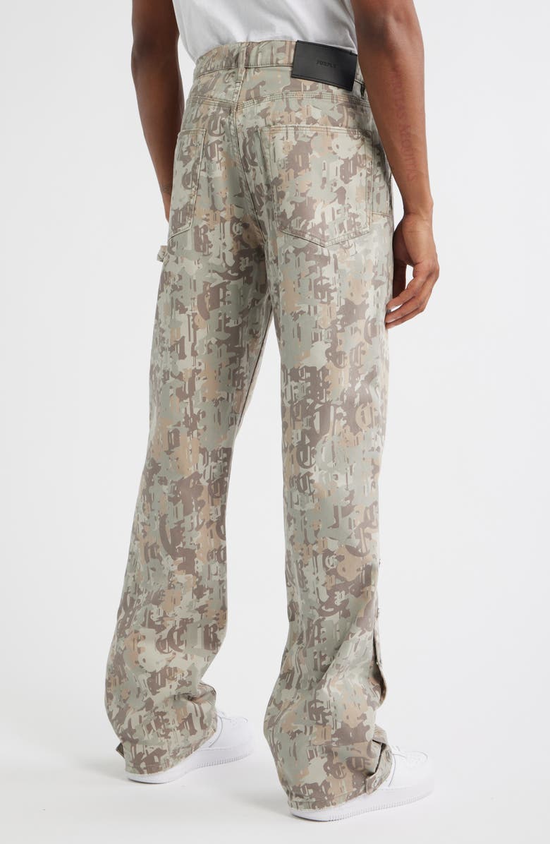 PURPLE BRAND Logo Camo Snap Hem Cotton Twill Carpenter Pants, Alternate, color, Multi