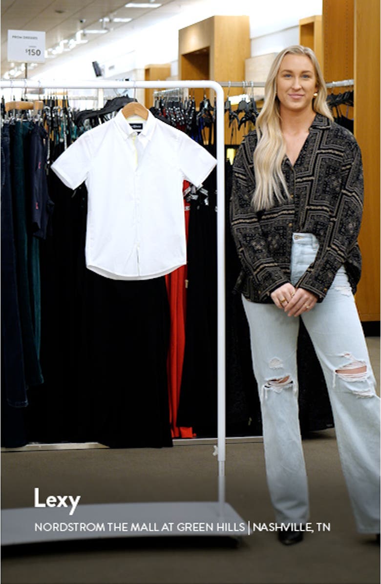 Kids' Short Sleeve Stretch Cotton Button-Down Shirt, sales video thumbnail