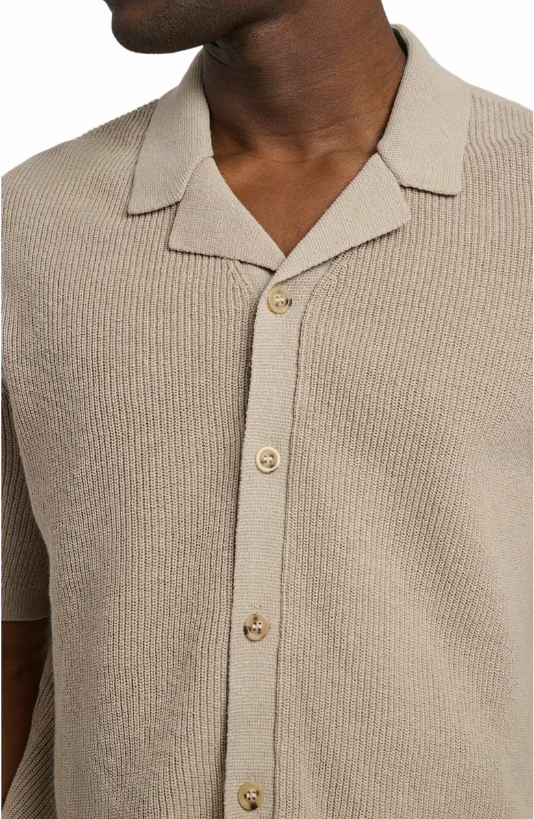 Onia Cotton Linen Knit Camp Shirt, Alternate, color, Tan