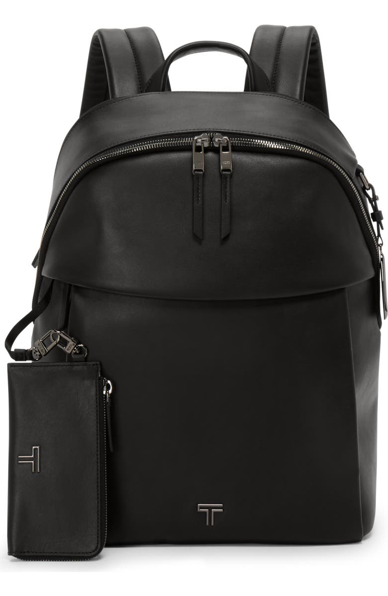 TUMI Holland Leather Backpack, Main, color, Black/ Gunmetal