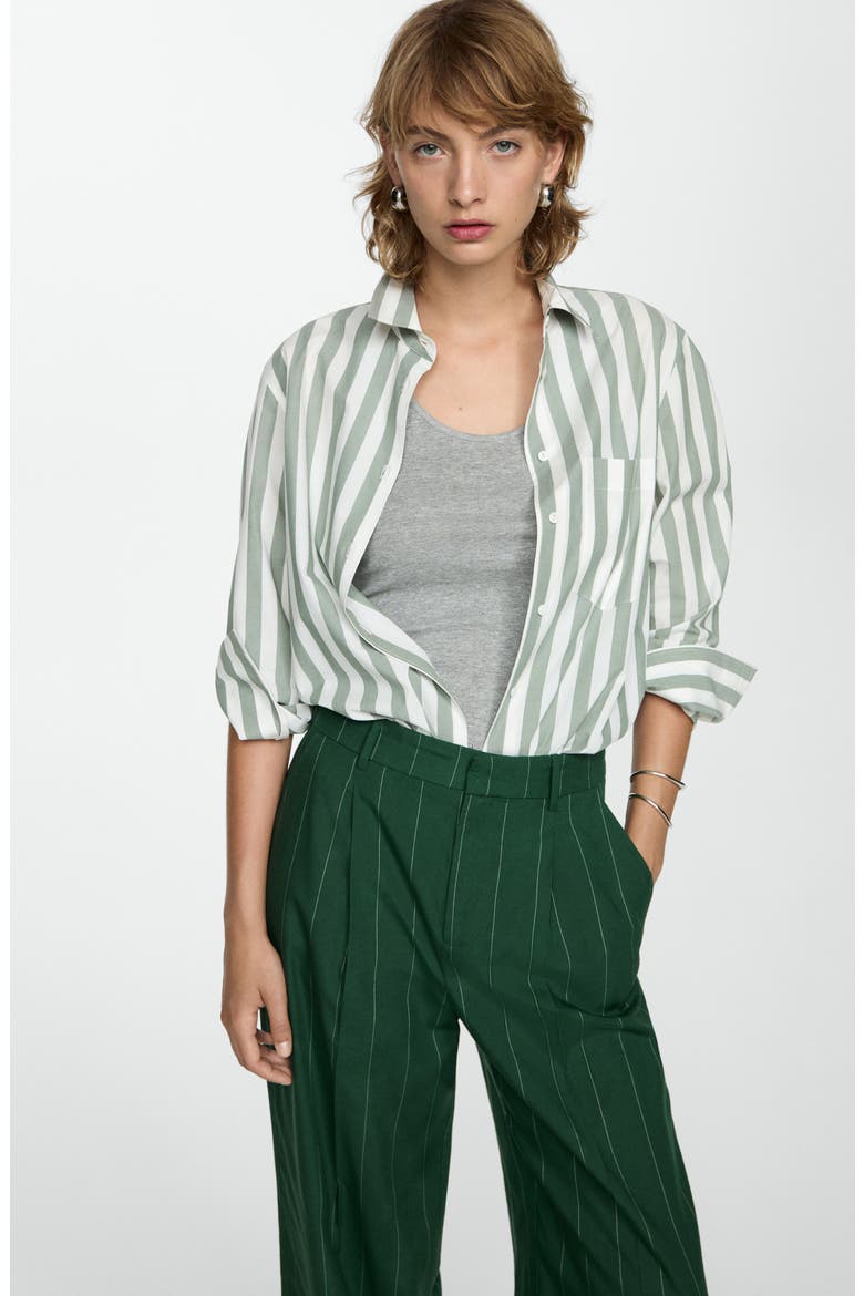 Pinstripe Wide Leg Pants, Alternate, color, GREEN