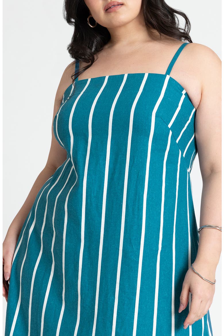 Stripe Cutout Linen Blend Sundress, Alternate, color, MYKONOS BLUE STRIPE