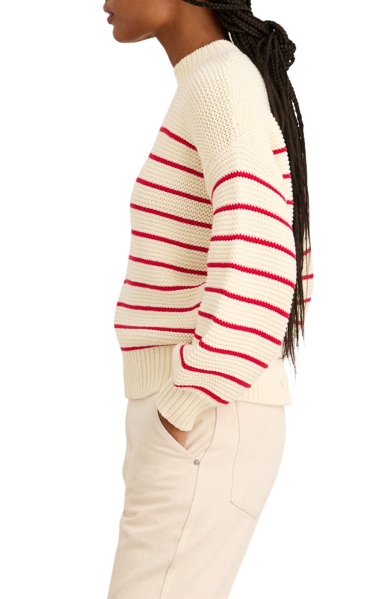 Alex Mill Women's Stripe Button Back Cotton Crewneck Sweater, Alternate, color,