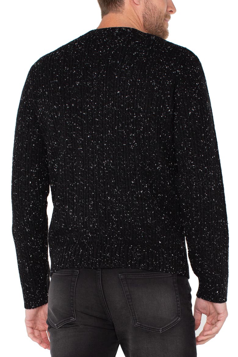 Cable Crewneck Sweater, Alternate, color, BLACK