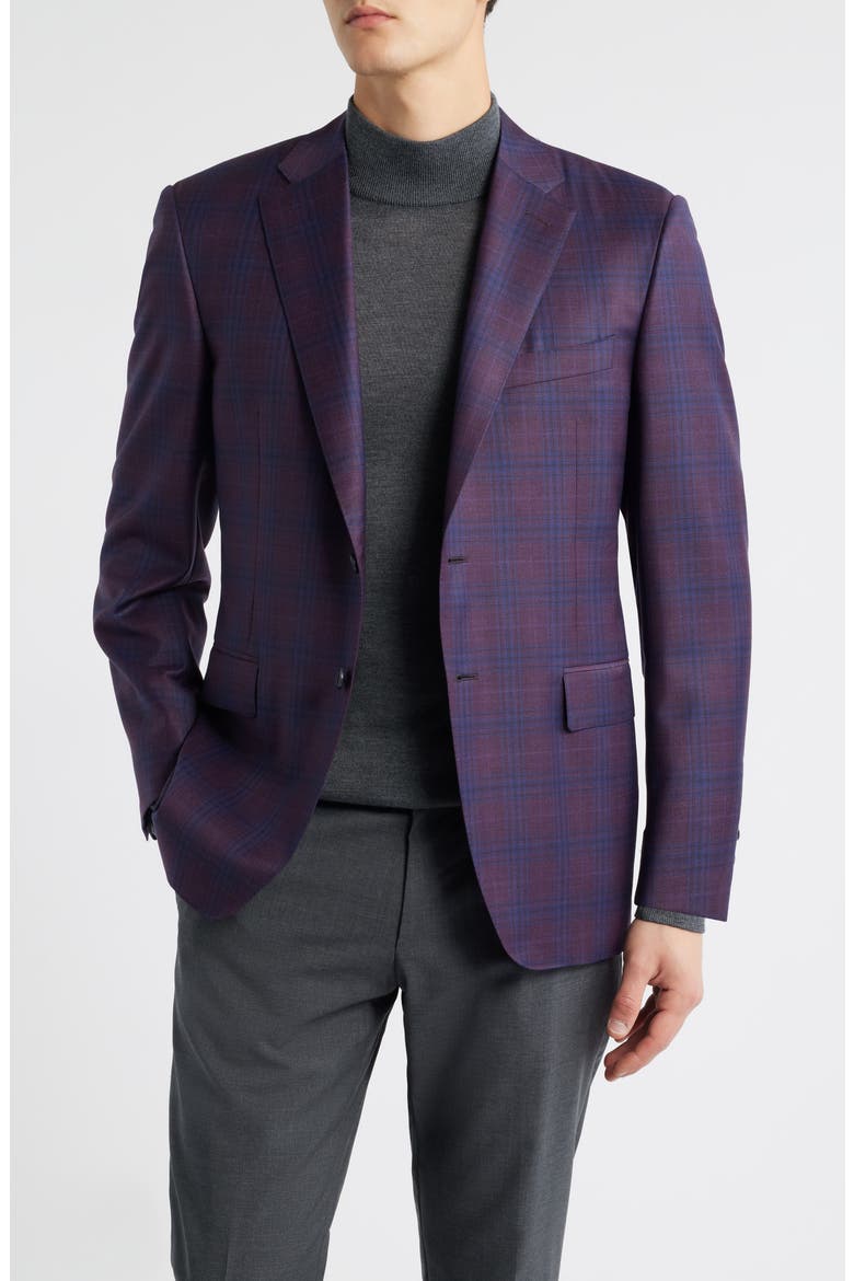 Siena Regular Fit Purple Shadow Check Wool Sport Coat, Main, color, PURPLE