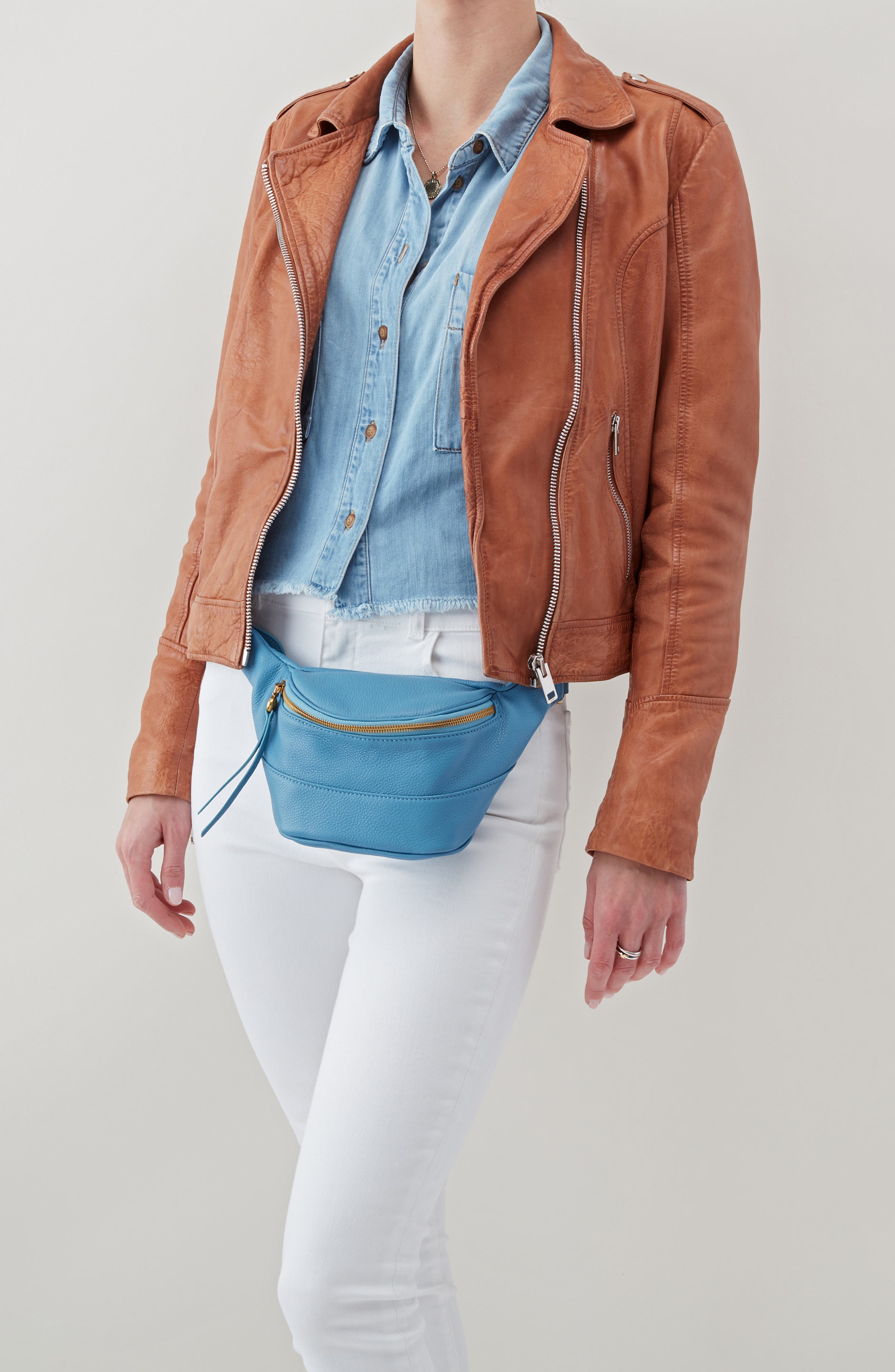 Jett Leather Belt Bag, Alternate, color, DUSTY BLUE