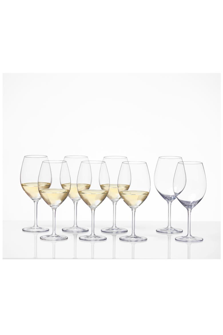 Forte Set of 8 White Wine Glasses, Alternate, color, CLEAR