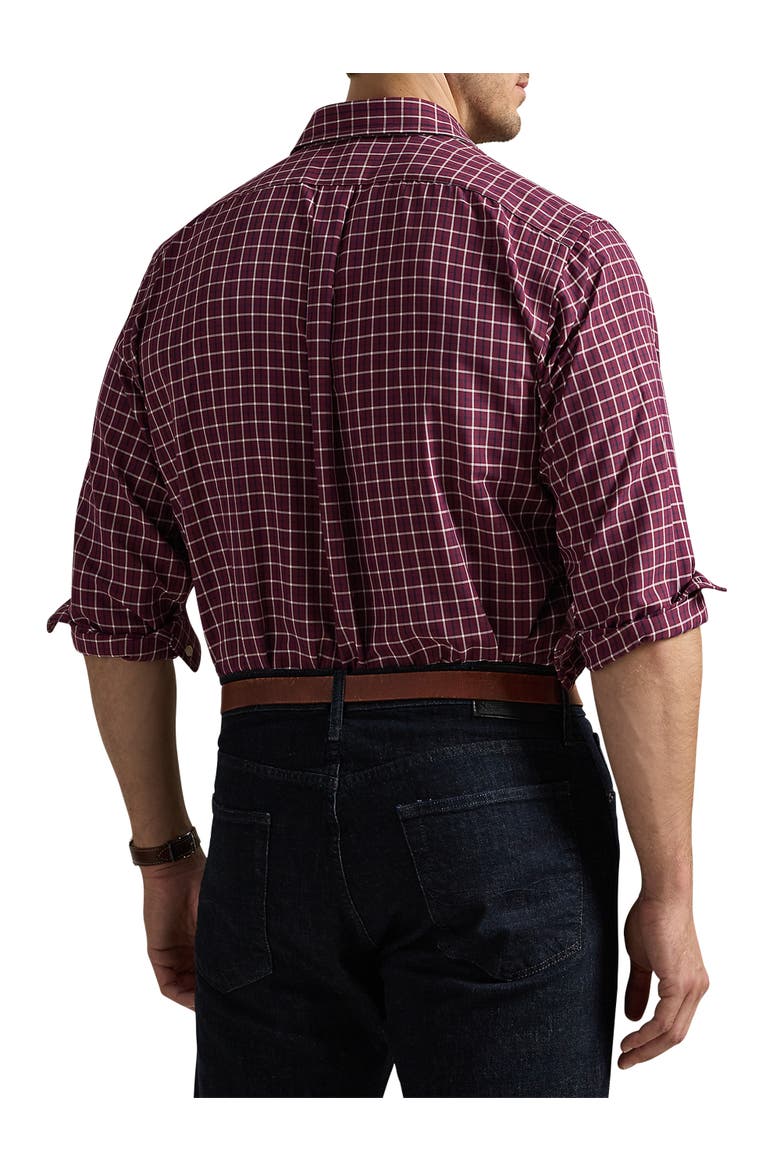 Big & Tall Performance Oxford Sport Shirt, Alternate, color, WINE NAVY MULTI