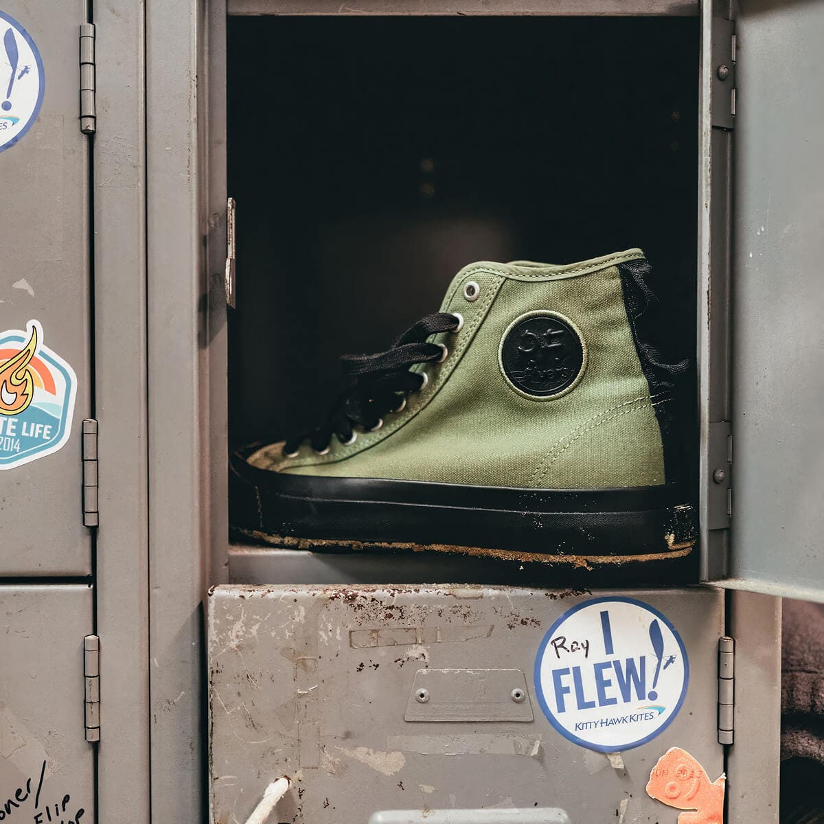 Grounder High-Top Sneaker, Alternate, color, Olive-Black