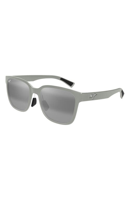 Maui Jim Paulele Af 57mm Polarizedplus2® Round Sunglasses In Green/neutral Grey