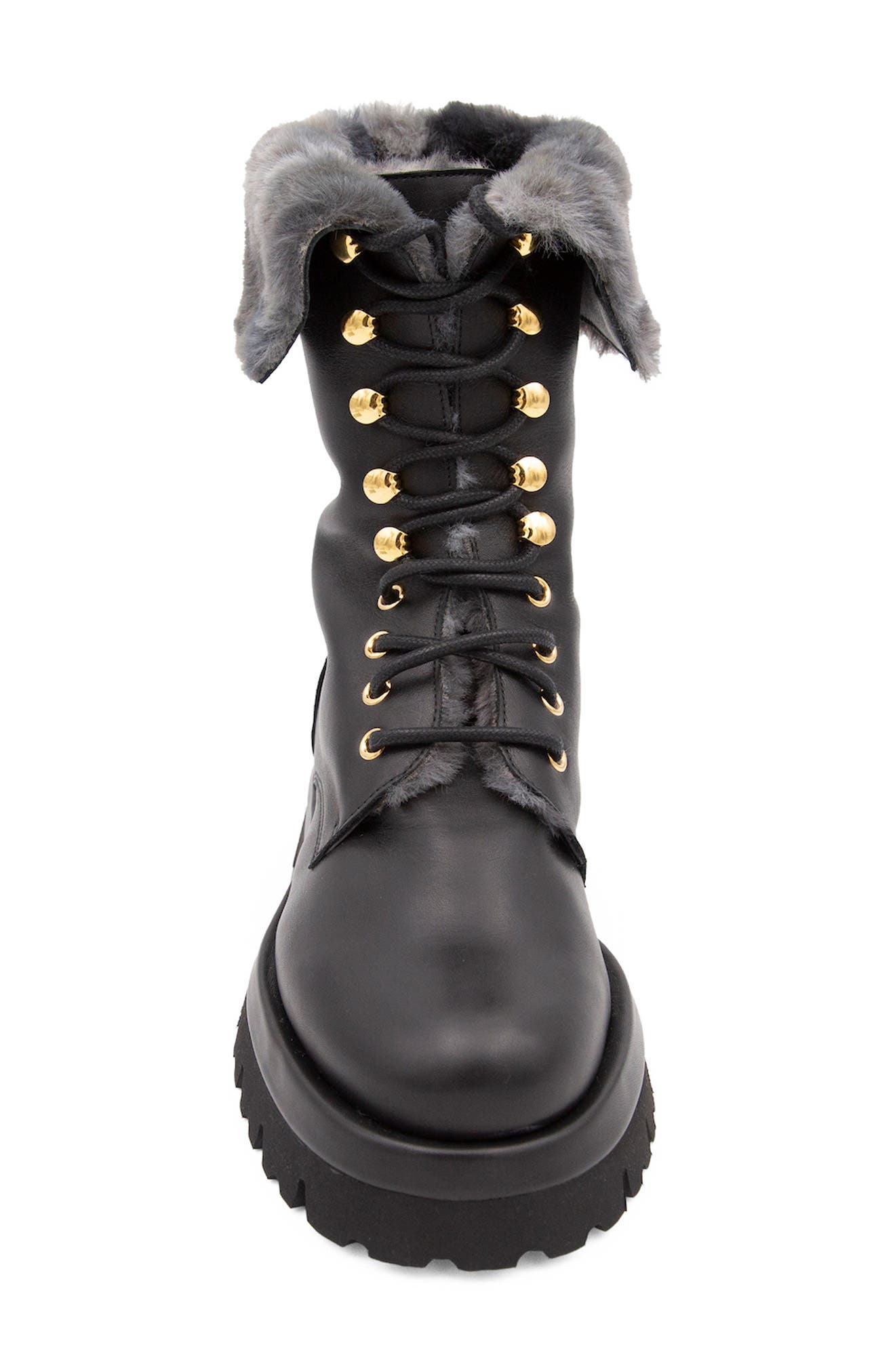 Valentina Rangoni Folgore Faux Fur Platform Combat Boot, Alternate, color, 