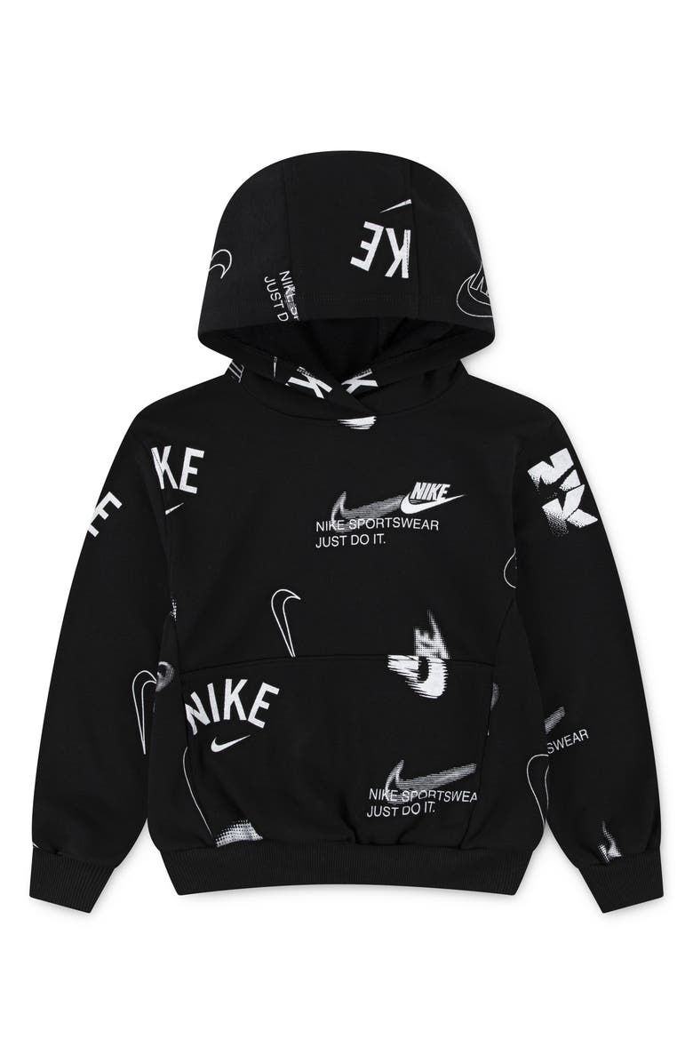 Nike Kids' Logo Print Hoodie, Main, color, Black