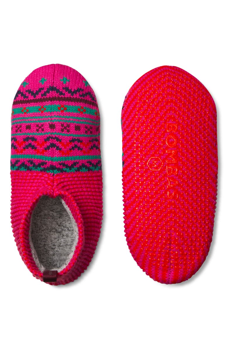 Bombas Retro Fair Isle Slippers, Alternate, color, Electric Pink