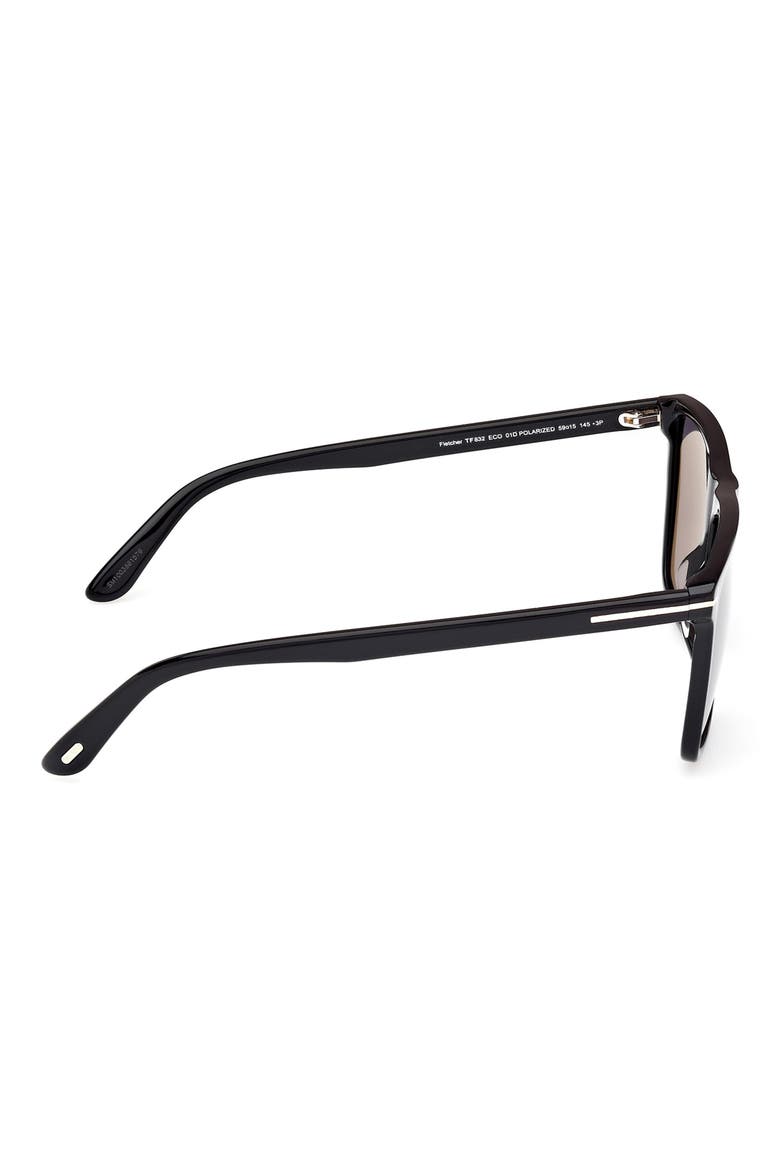 Fletcher 57mm Polarized Square Sunglasses, Alternate, color, BLACK ECO / T LOGO / SMOKE
