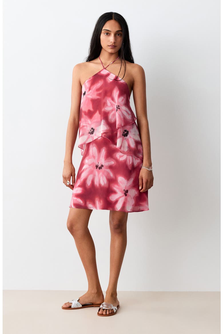 Floral Printed Halter Dress, Alternate, color, MAROON
