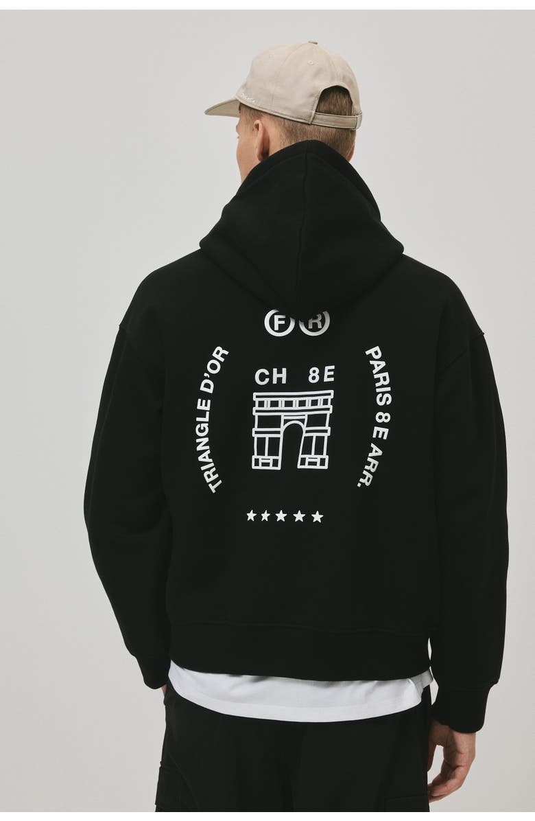 H&M Loose Fit Hoodie, Alternate, color, Black/Paris