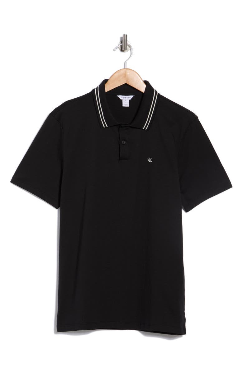 Calvin Klein Tipped Knit Polo, Alternate, color, Black