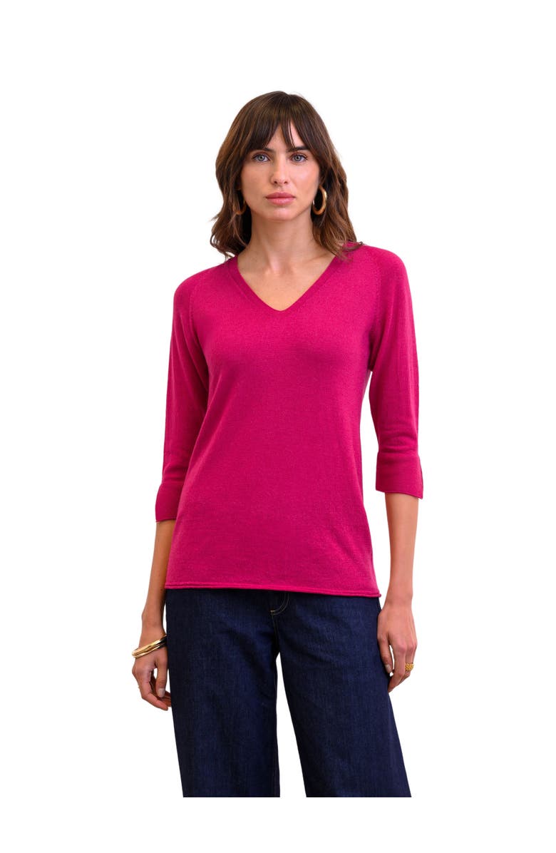 Celtic & Co. Fine Knit Merino V-Neck Sweater, Alternate, color, Raspberry