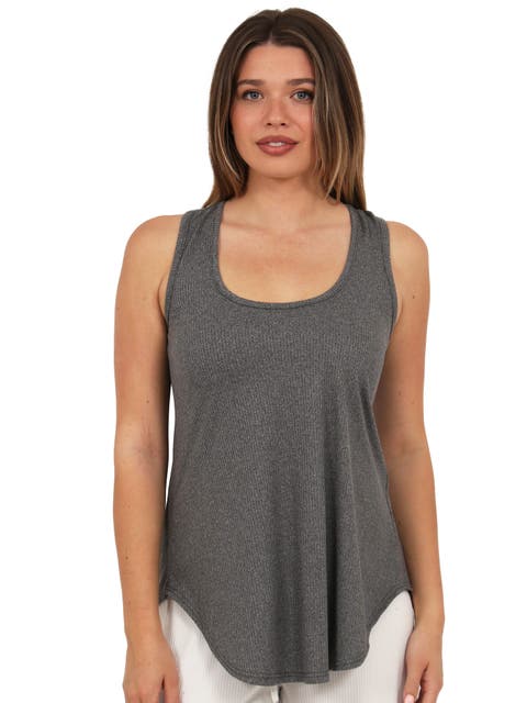 Womens Basic Ribbed Knit Sleeveless Scoop Neck Long Flared Tank Top
